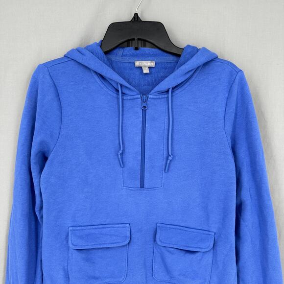 Talbots Hoodie Sweatershirt Women XS Blue French Terry Pullover Zip Comfort Soft - Picture 6 of 8